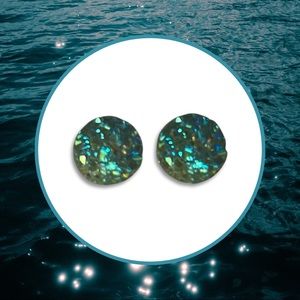 Tiny Light Green and Blue Glitter Stud Earrings